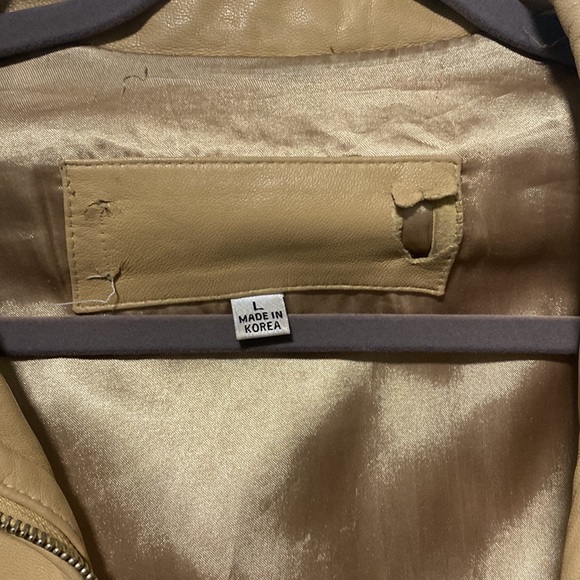 Tan leather jacket size L - Picture 3 of 6